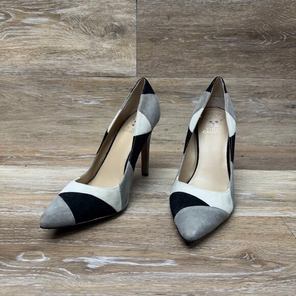Vince Camuto Caprice Gray/Black/Moon Mist Suede Pumps Women's Size 8.5 - Picture 1 of 7